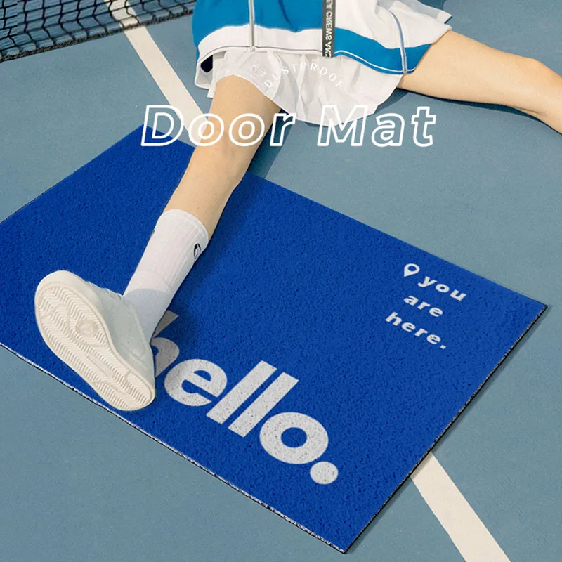 Mattor Porch Creative Design Door Mat Mattan PVC Anti-Slip Mat Silk Loop kan skäras Anpassad hemmatta matta Små ingångsdörr Mat 230815