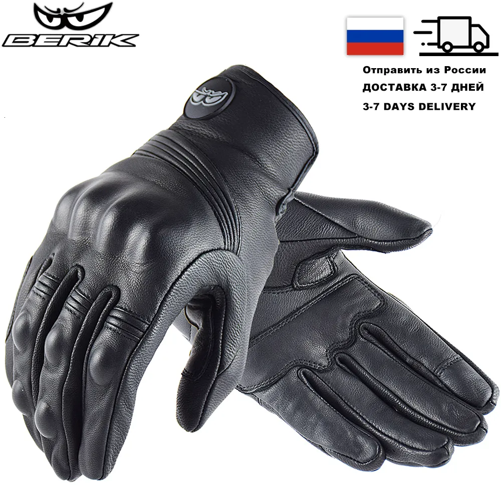 Fem fingrar handskar klassisk retro ko läder motorcykel svart full finger cykel lokomotiv pekskärm guantes moto handske 230816