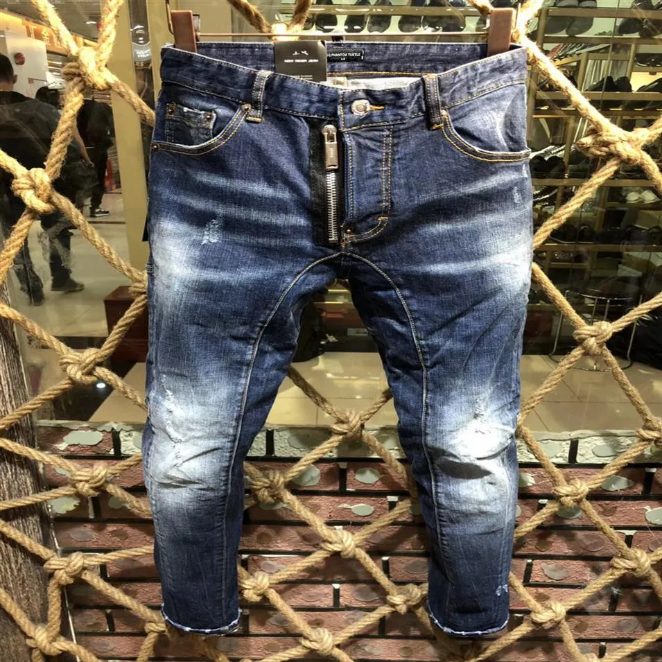 DSQ Phantom Turtle Men 's Jeans Mens 럭셔리 디자이너 청바지 스키니 찢어진 멋진 사람 인과 구멍 데님 패션 브랜드 Fit Jeans ME281N