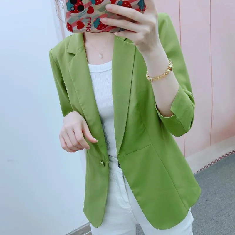 Women's Suits Blazer Tops For Woman 2023 Black Green Cropped Jacket Office Lady Wear Luxury Tailoring Coat