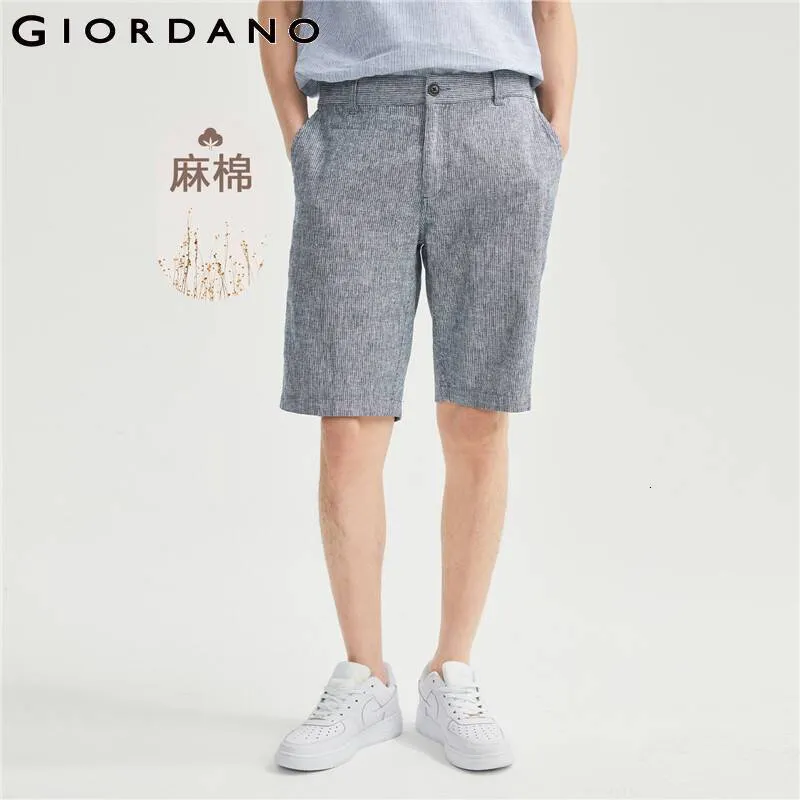Pantaloni maschili per uomini pantaloncini in lino in cotone mezza elastica in vita estate comfort leggero rilassato semplice casual 01103340 230815