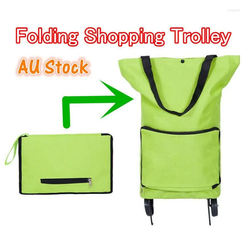 Förvaringspåsar Portable Folding Bag Fashionable High-End Hushålls Pull Rod Shopping Travel Tugboat Cart