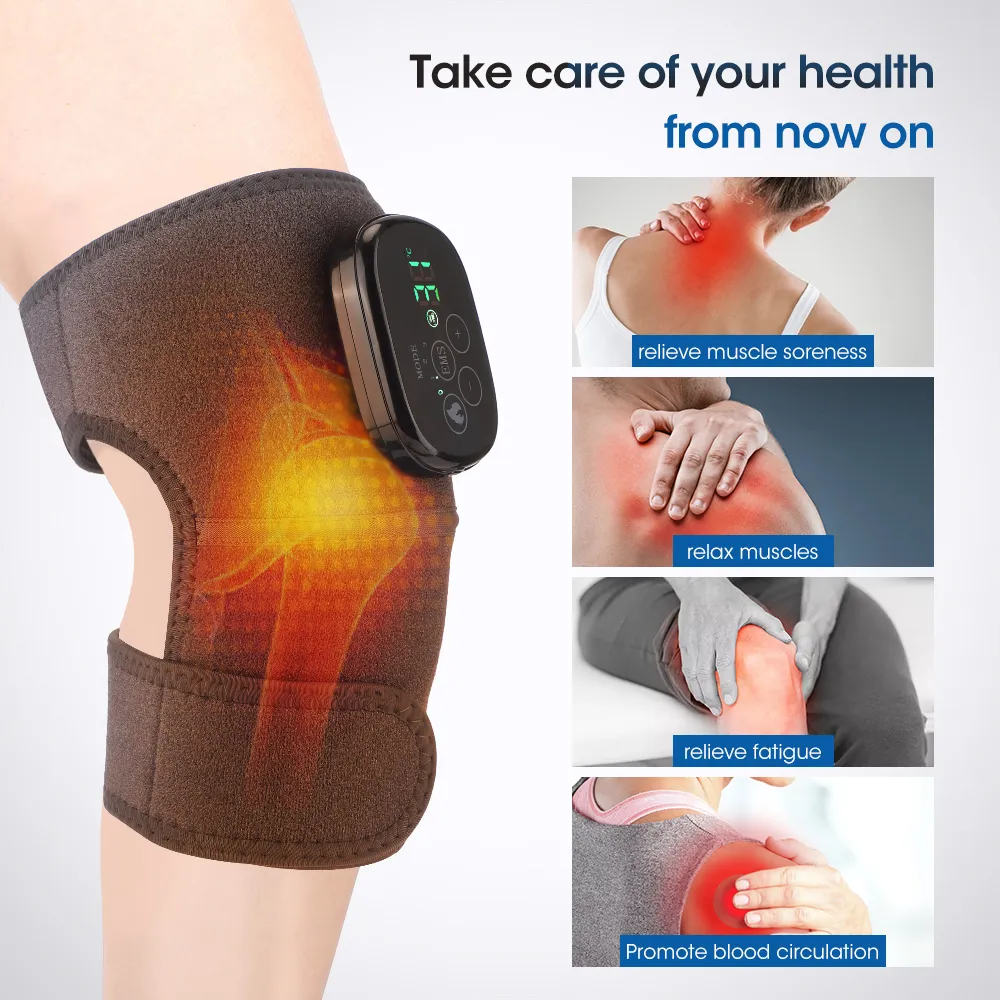 Other Massage Items EMS Electric Knee Pad Infrared Heating Physiotherapy Joint Vibration Massage Elbow Massager Arthritis Pain Relief 230815