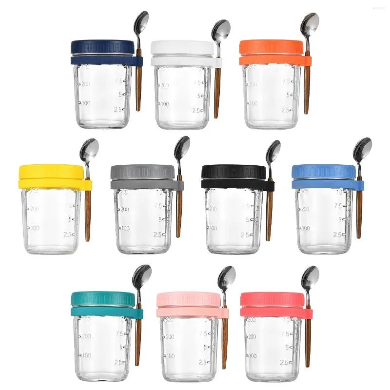 Storage Bottles Overnight Oats Jars 14 Oz Airtight With Lid And Spoon Cereal Milk Vegetable Fruit Salad