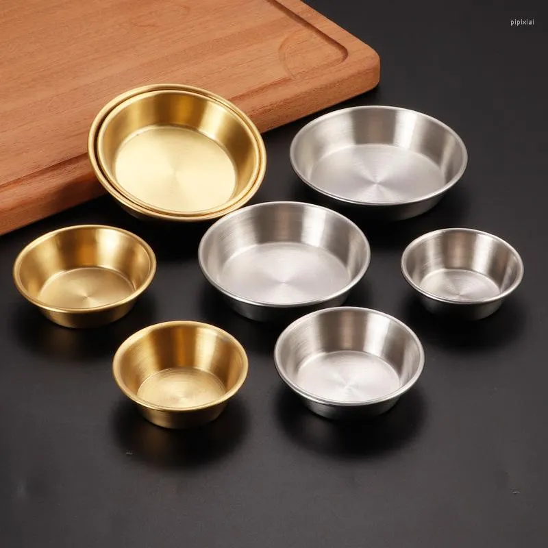 Plates Korean Barbecue Shop Kimchi Dish Pot Western Golden Seasoning Round Outdoor 304 Stainless Steel Sauce