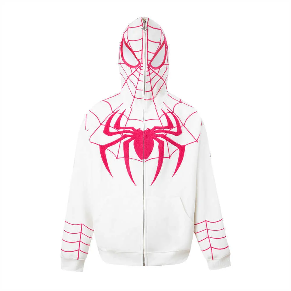 Autumn Winter Spider Man Warsuit Full Zip Graphic Zip Up Hoodie