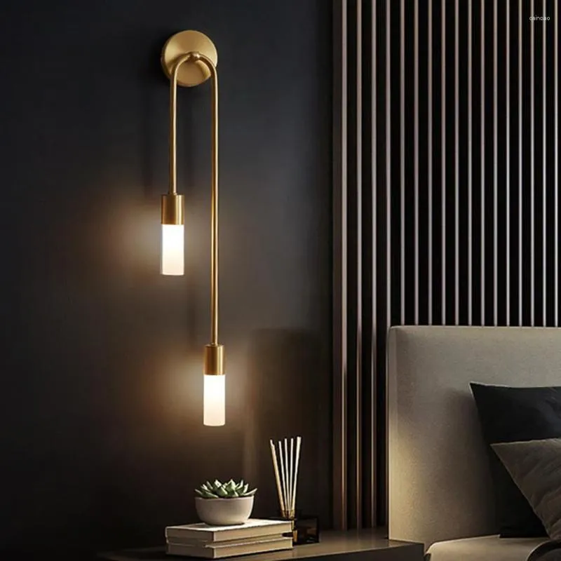 Duvar lambası modern led uzun şerit başucu ışıkları yaratıcı ayna aplikleri yatak odası banyo arka plan koridoru altın siyah
