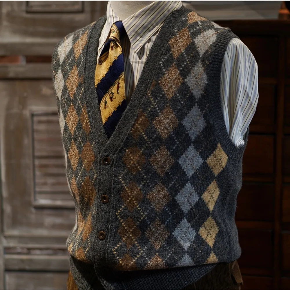 Mens Sweater Rhombus Sweater Vest Men's Sweater Vest Gioberti