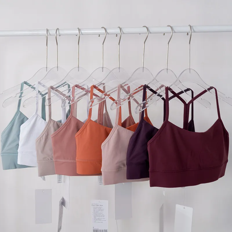 Lu Yoga Sports Sports Solid Color Yoga Sling reggiseno Yoga Bellissima schiena che corre sport biancheria da donna che si shock -heart stretto con reggiseno