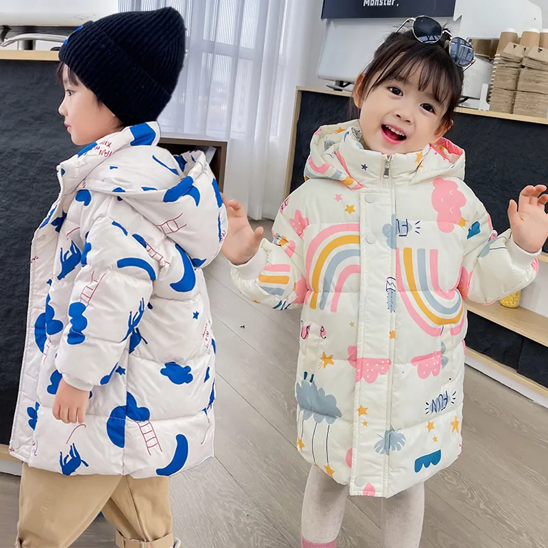 Jackets Girls Boys Down Jacket Winter Coats Children Dessened Wind Breakher Coat for Kids 2-7 jaar katoen Warm Outerwear 230816