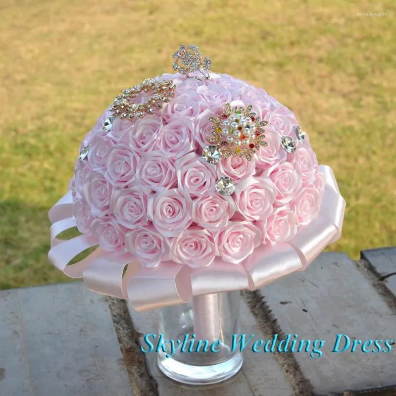 Flores de casamento Amazing Clear Pink Bridesmaid Bouquets de noiva