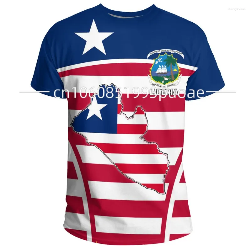 Heren t shirts liberia t-shirt crew nek sweatshirt land Afrika zomer zomer korte mouw geprinte casual losse eenvoudige top