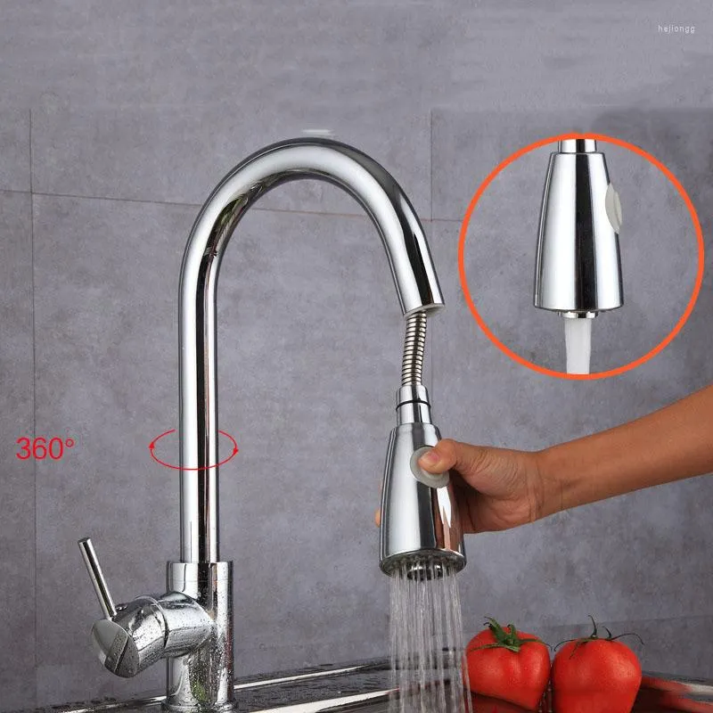 Bathroom Sink Faucets Kitchen Faucet Brass Pull Out Water Tap Swivel Spout Cold Mixer 360 Degree Rotation 2 Way Function