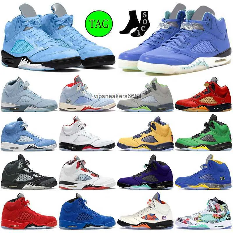 Обувь Мужская Баскетбольная обувь Jumpman 5 5s Unc Green Bean Raging Bull Red Racer Blue Пасха 2022 Prfc What the Aqua Mars for Her Fire Red