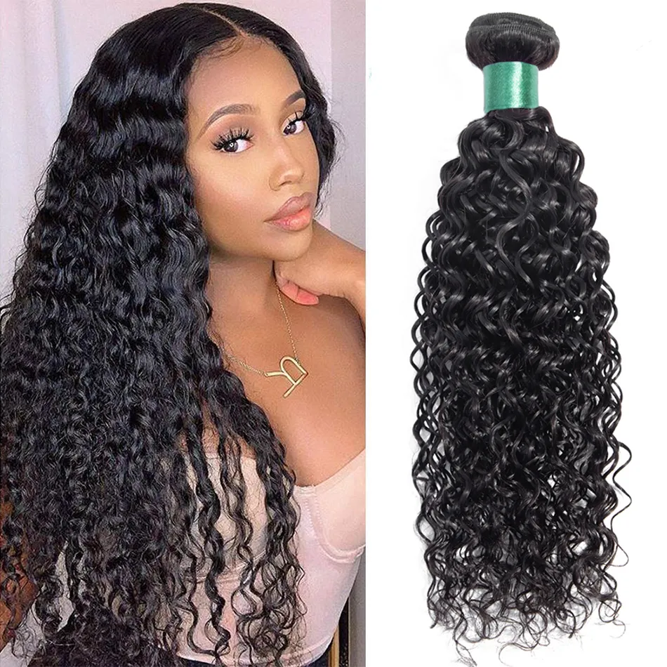 28 30 Inch Human Hair Bundles Water Wave Hair Bundles Peruvian Hair Weave Bundles Natural Color Hair Extensions