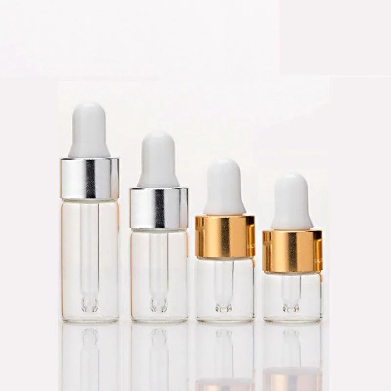 1 2 3 5mlミニクリアガラスドロッパーボトル補充可能な空のコンテナ目ドロッパーバイアル化粧品香水用ピペット付きエッセンシャルオイルB lddn