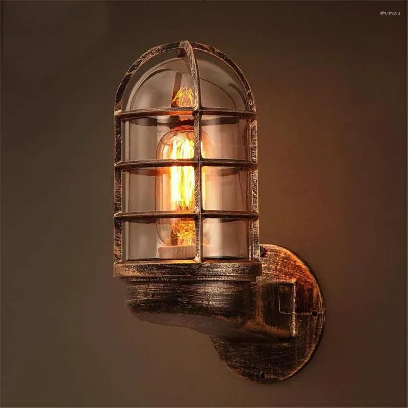 Lámpara de pared Vintage Industrial Light Cage Guard Scoonce Loft Lámparas de iluminación interior modernas Decoración de café de cobre de hierro