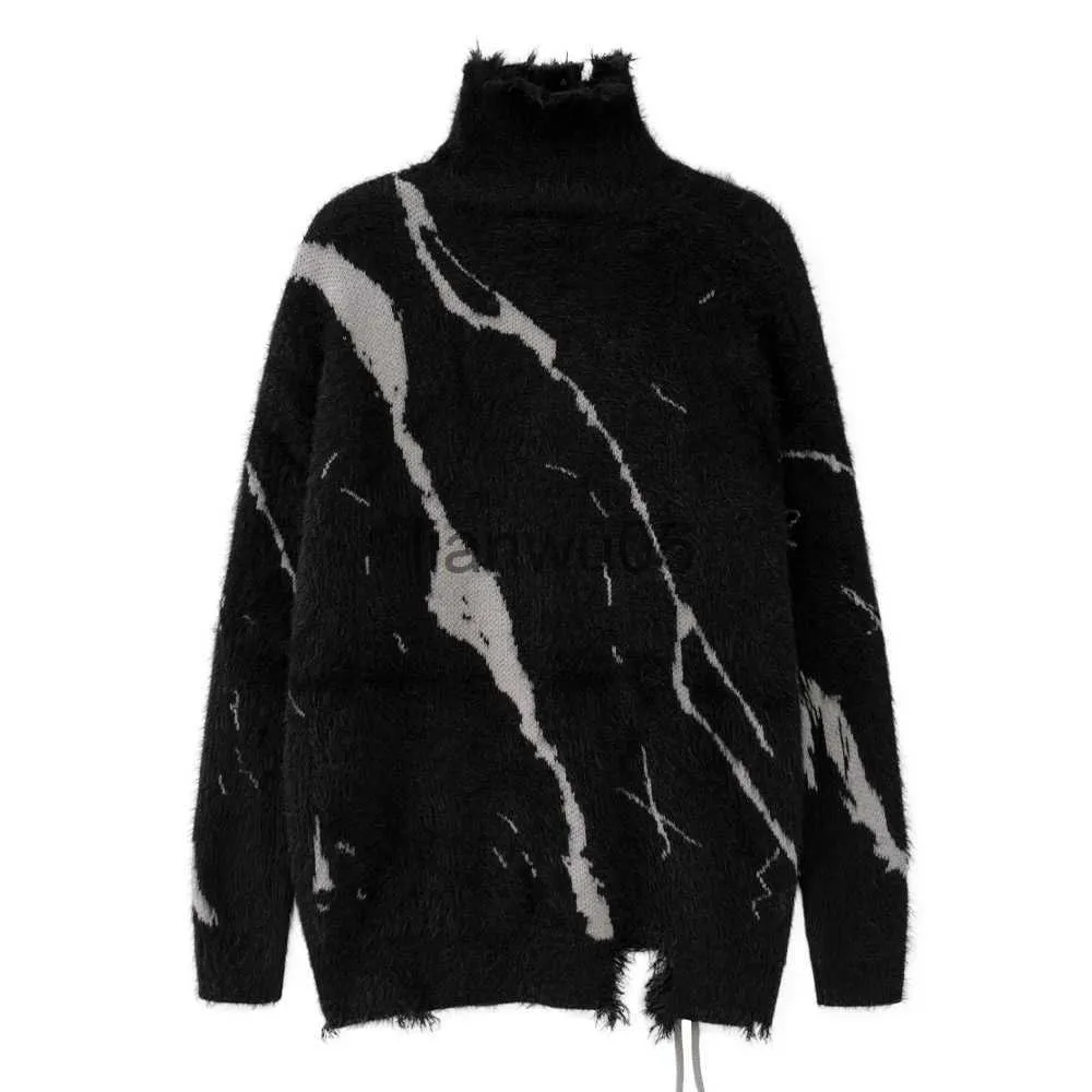 Hip Hop Mens Black Turtleneck Raf Simons Sweater Oversized