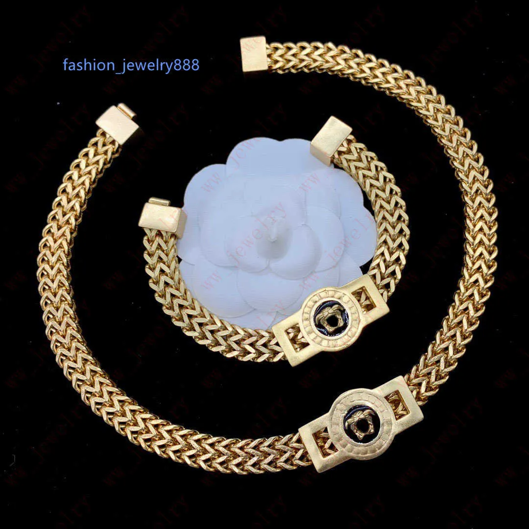Gold dicke Kettenporträt Halskette Armband Straße Hip Hop Neutral Kubanische Temperament Halskette Armband Männer und Frauen der gleichen Geschenke Party