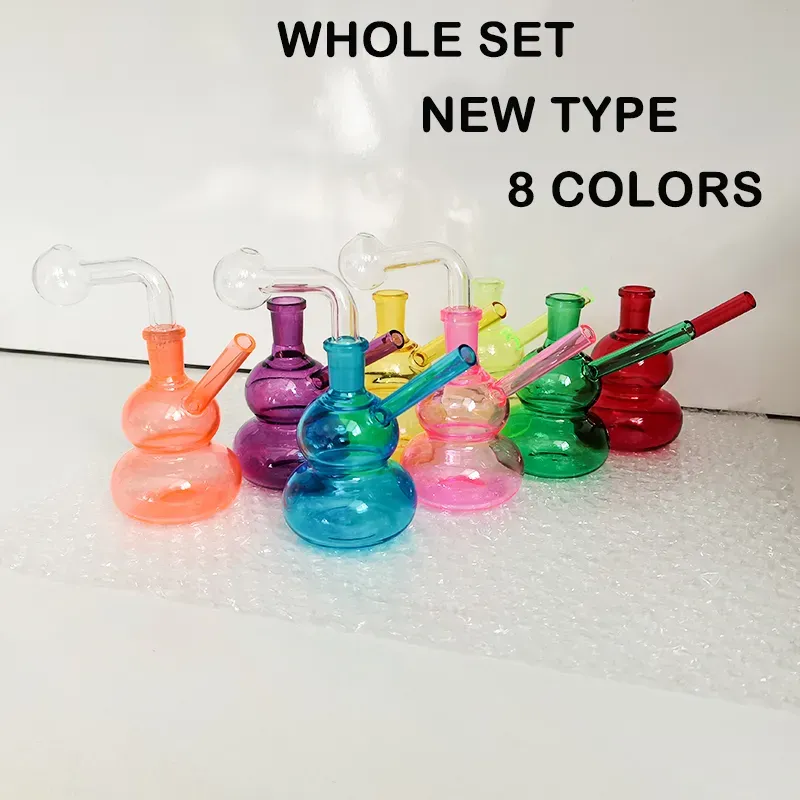 14mm Glass Hookah Smoking Pipe Smoke Shisha Glass Pipes Oil Burner Colorful Gourd Shaped Tobacco Bowl Ash Catchers Percolater Bubbler Accessories