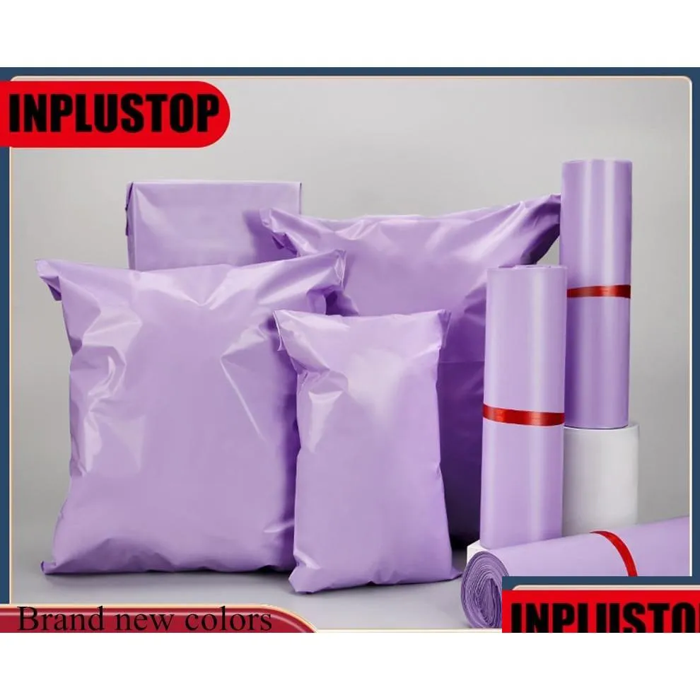 Wrap regalo 50pcs Pink Purple Courier Mailer Bags Poly Pacchetto Auto-piano Mailing Express Borse Packaging per la consegna a goccia Home G DHXSA