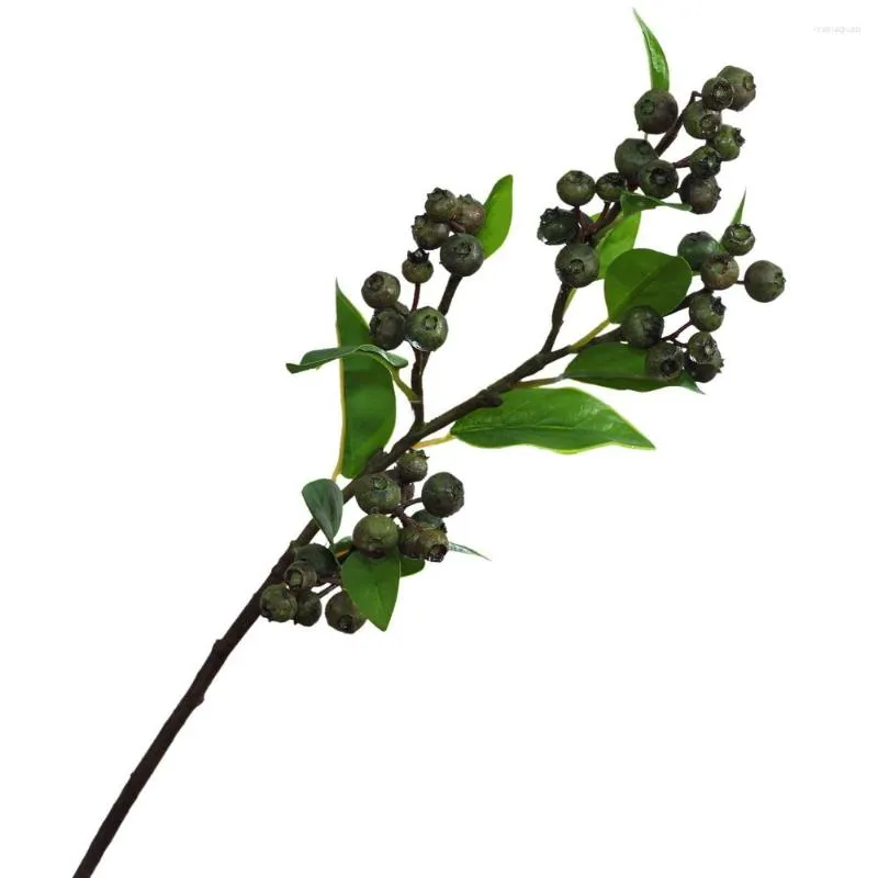 Decorative Flowers High Grade 55cm Blueberry Artificial Fruit DIY Plastic Berry Branch Wedding Christmas Party Home Decoration Fake Berries