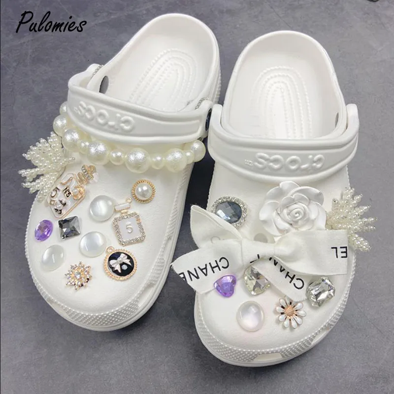 Accessori per ricambi Accessori Brand Intermo fai -da -da -te per scarpe Bitta Gioielli Girl Pearl Decaration Artificiale Diamond Fibbia Caina Shoelace 230816