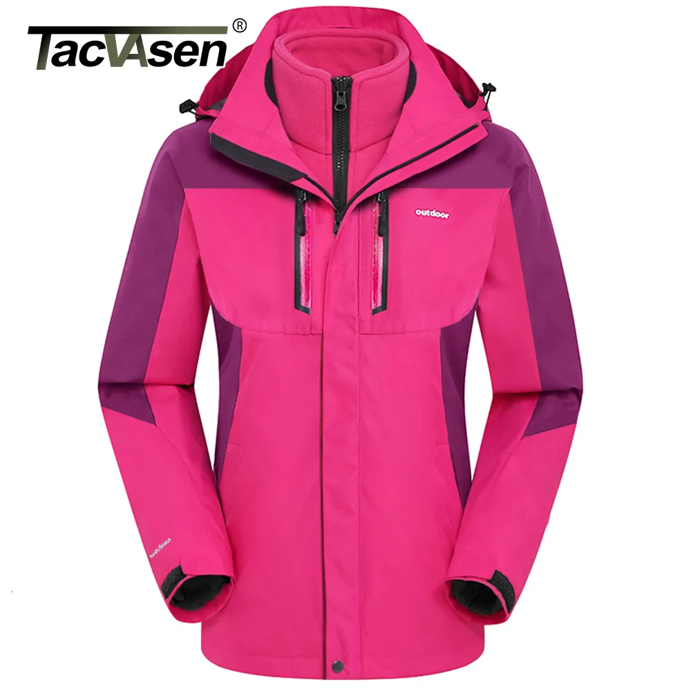 Damesjacks Tacvasen 3in1 Snow Ski Jacket Winterlagen Waterbestendige winddichte thermische warme wandeling Fleece Parka Windscheper 230815