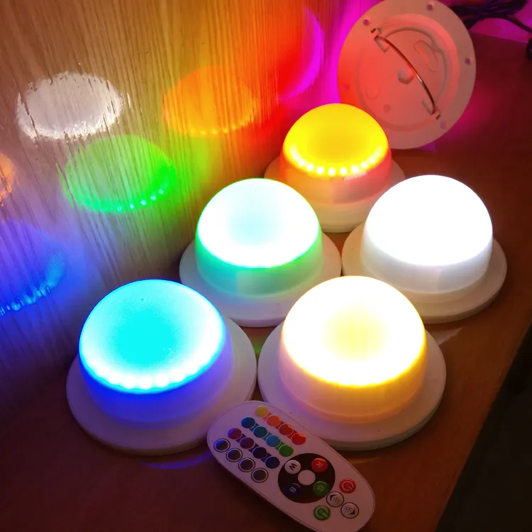 5st Fast Free Frakt 38LEDS Super Bright Battery Operated White Red Blue 16Colours Round Base laddningsbart LED -ljus