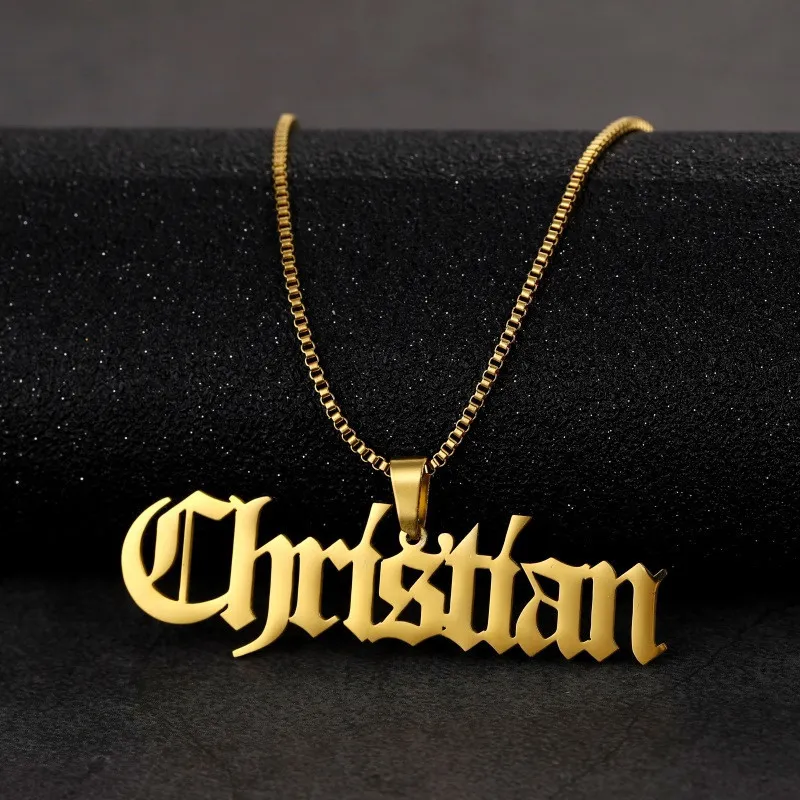 Mens gold nameplate necklace best sale
