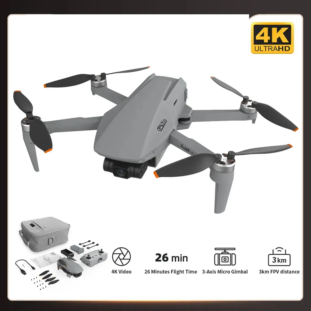 Cfly Faith Mini GPS Drone, Cámara profesional de videos de 3 ejes, cámara de video 4K, tiempo de vuelo de 26 minutos, transmisión de video de 3 km, drones ligeros