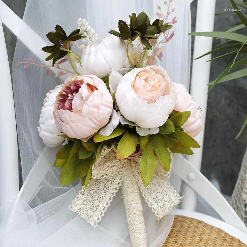 Bruiloft bloemen roze penoy kunstmatig bruidsmeisje feest bruid boeket vasthoudende huwelijksbloem