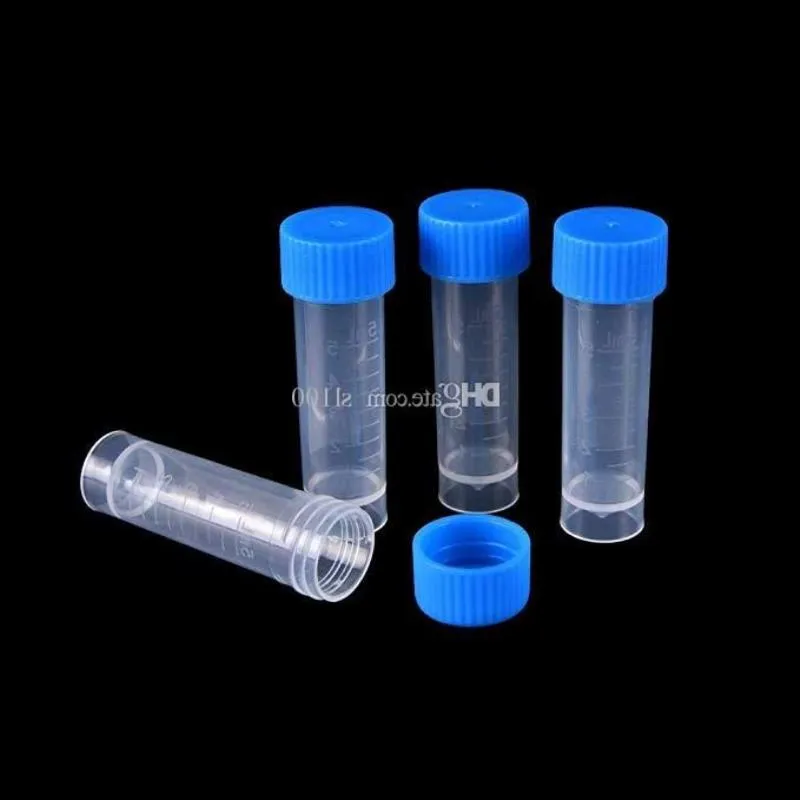 5 ml di prove in plastica tappi per viti blu vite piccole fiale di stoccaggio per flacela per laboratorio iskhs