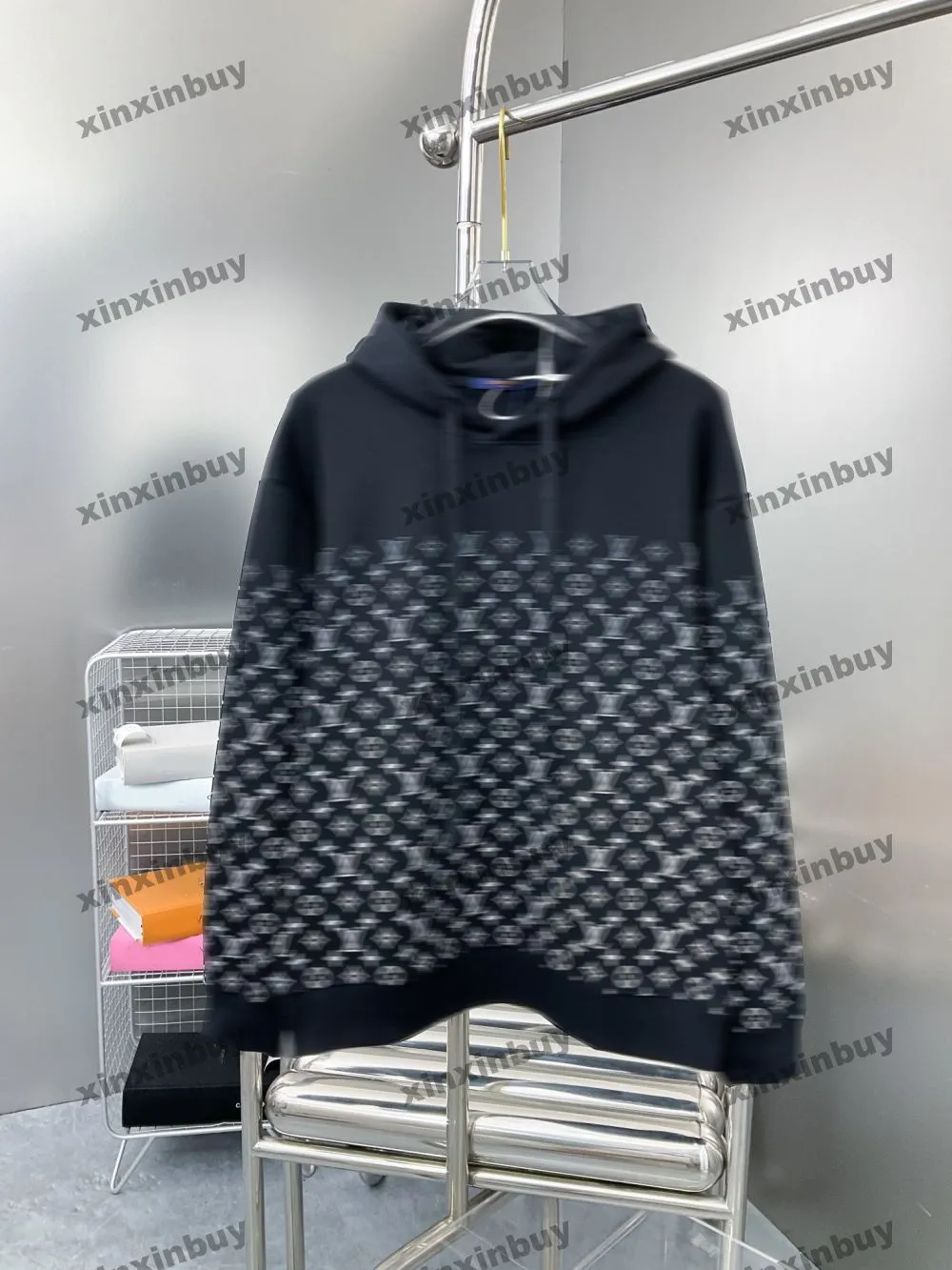 Xinxinbuy Männer Frauen Designer Sweatshirt Gradientenbrief Druck Sweater grau blau schwarz weiß s-2xl