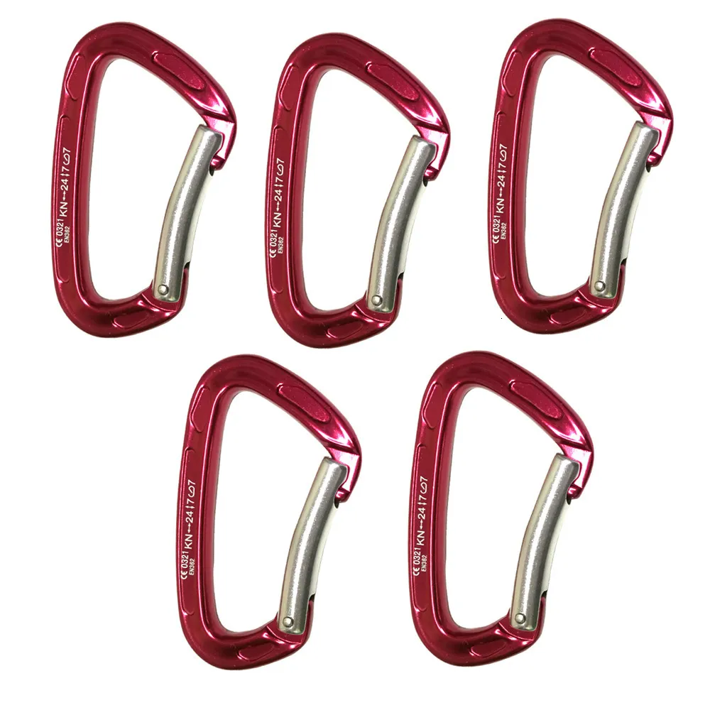 Climbing R 25PCS 24KN Bent Gate Outdoor Mountaineering Carabiner Rappelling Rescue Caving Aluminum Locking 230815