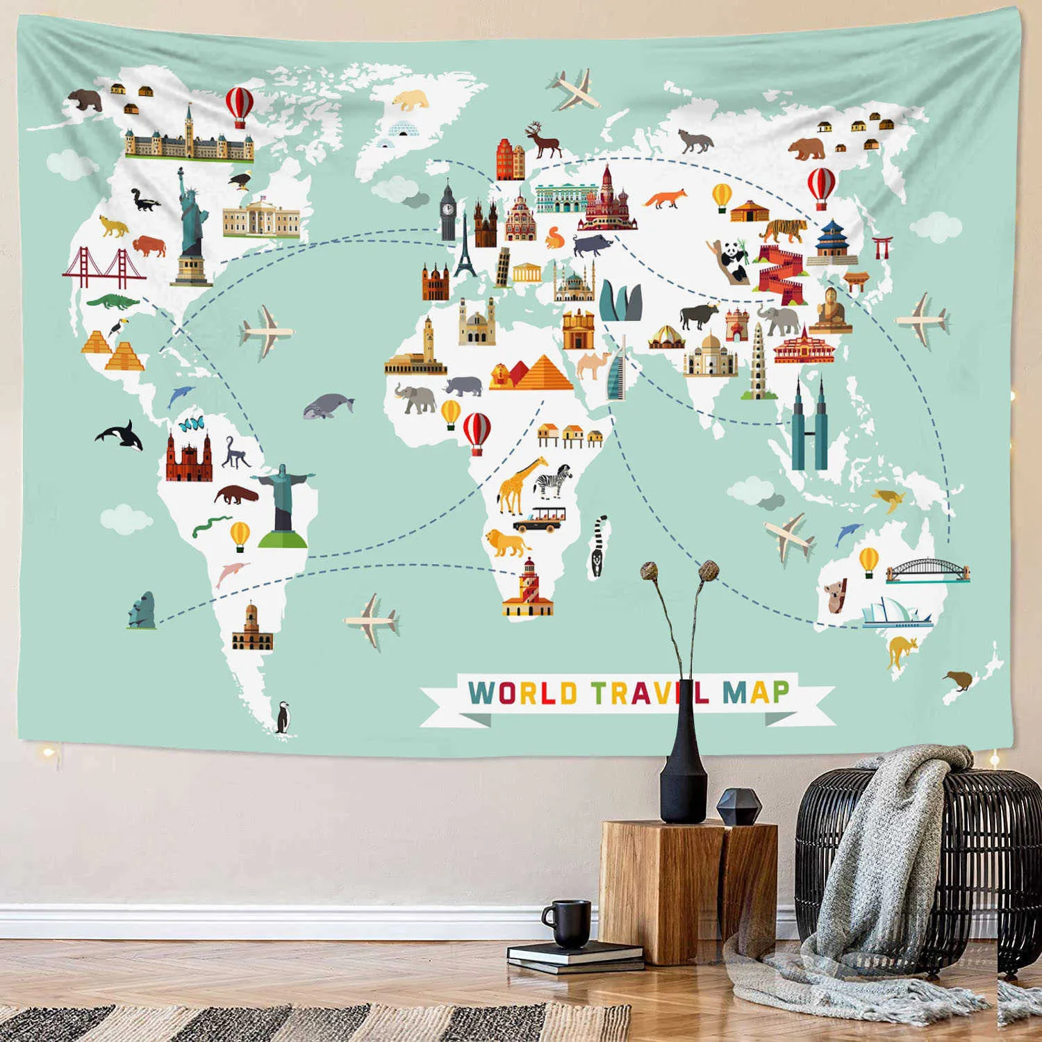 European Style Animal World Map World Map Tapestry For Kids Room Decoration Available In Various Sizes R230815 From Mengyang09 13.73 DHgate.Com