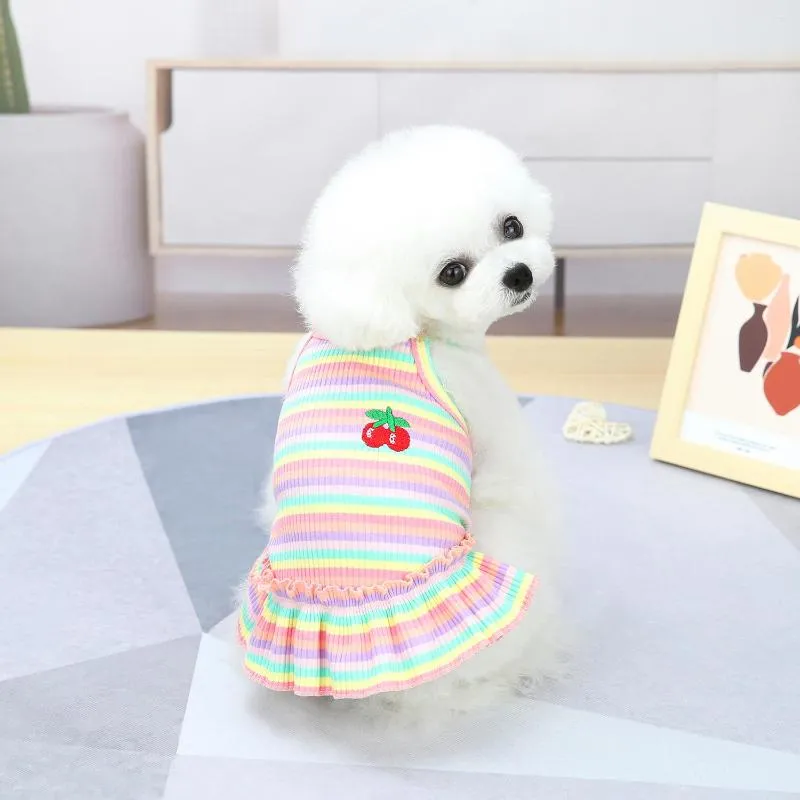 Dog Apparel Pet Clothes Dogs Small Garment Chun Xia Supplies Wholesale Vest Striped Skirt