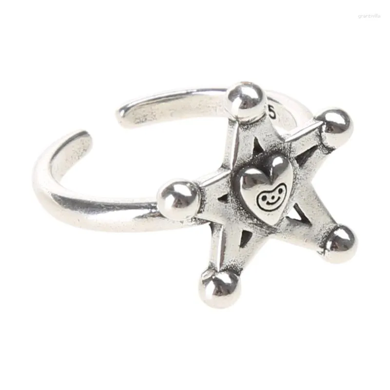 Cluster Rings Silver Color Ring Wedding Party Pentagram Jewelry Gift For Lover Women