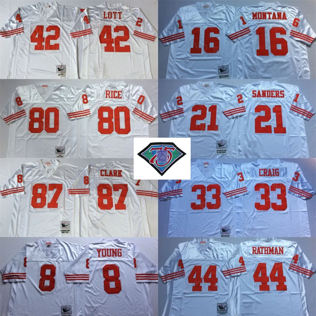 Vintage 1989 1994 Football 80 Jerry Rice Jerseys 8 Steve Young 16 Joe ...