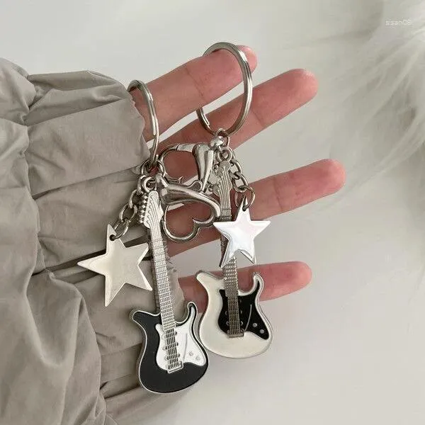 Keychains YSK Gitarre Millennial Tie Wave Pentagramm Hängende süße coole Trend Mode Anhänger Retro -Ästhetik -Tasche Charme Accessoires