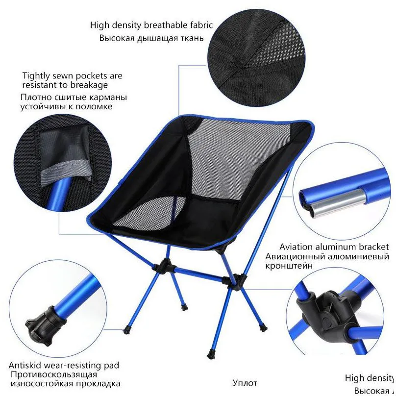 camp furniture travel ultralight folding chair superhard high load 150kg outdoor camping portable beach hiking picnic seat fishing tools