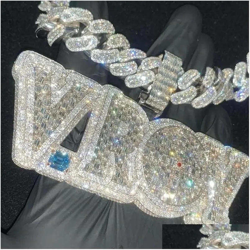 Подвесные ожерелья новая мода Большой размер золотой покрытие Fl Bling Cz Stone Diy Custom Название буквы