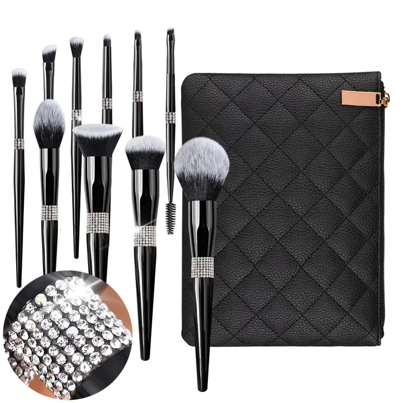 Makeup Tools 10Pcsset Diamond Brushes Black Set Professional Foundation Blushes Eyeshadow Eyebrow Concealer Beauty Make Up Brush 230816