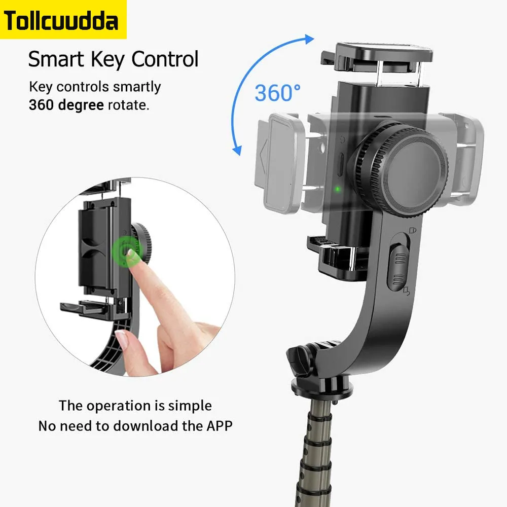 Selfie Monopods Gimbal Stabilizer 360 ° Rotation Stick Stativ med Bluetooth Wireless Remote Portable Phone Holder Auto Balance 230816