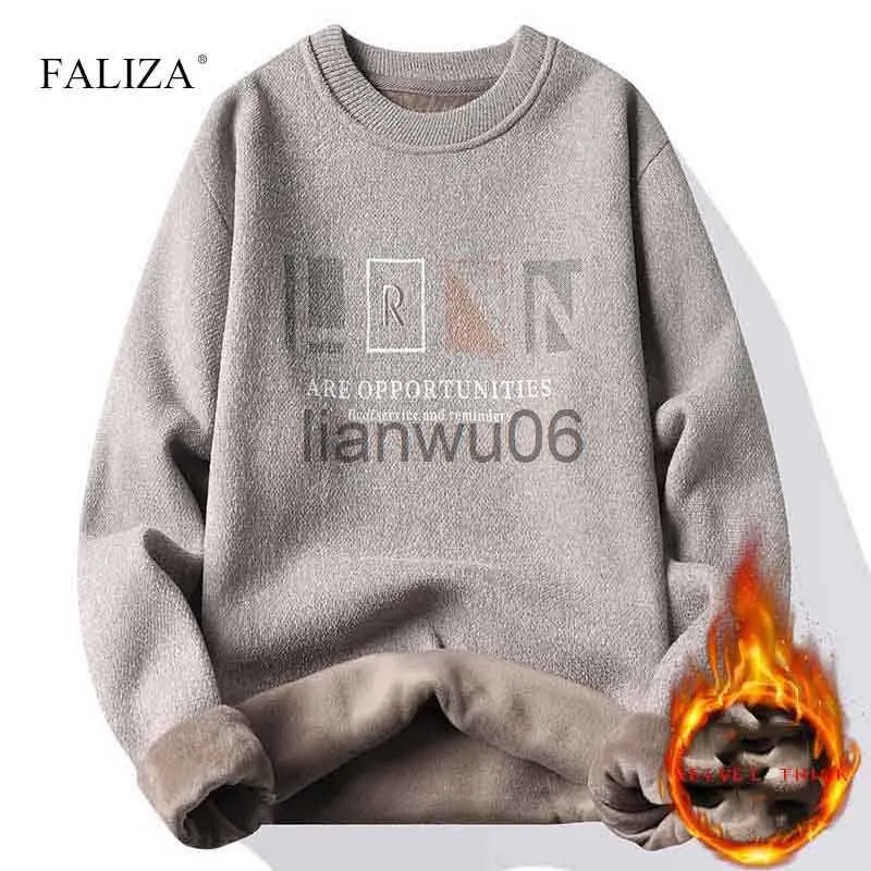 Męskie swetry Faliza Winter Mens Pullovers Crew Neck dzianina grube ciepłe swetry Wysokiej jakości Wygodne para dzianin Sweater Men Ubrania J230806