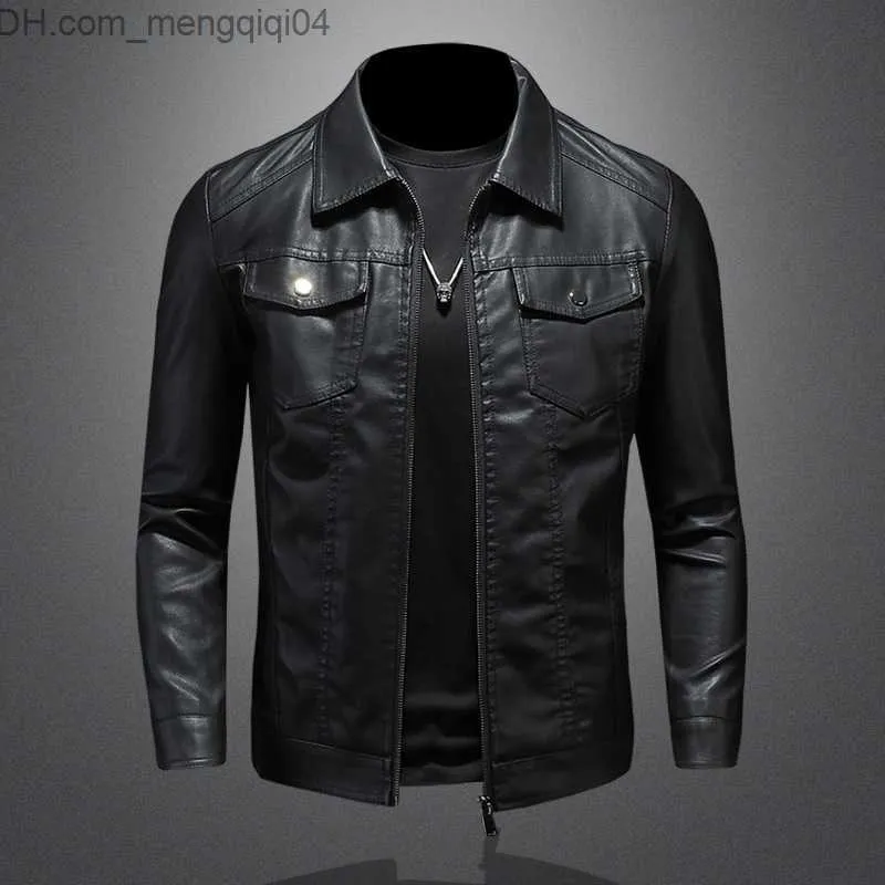 Men's Jackets Men's Pu jacket autumn and winter ultra-thin and thickened bicycle jacket men's leather jacket Z230816