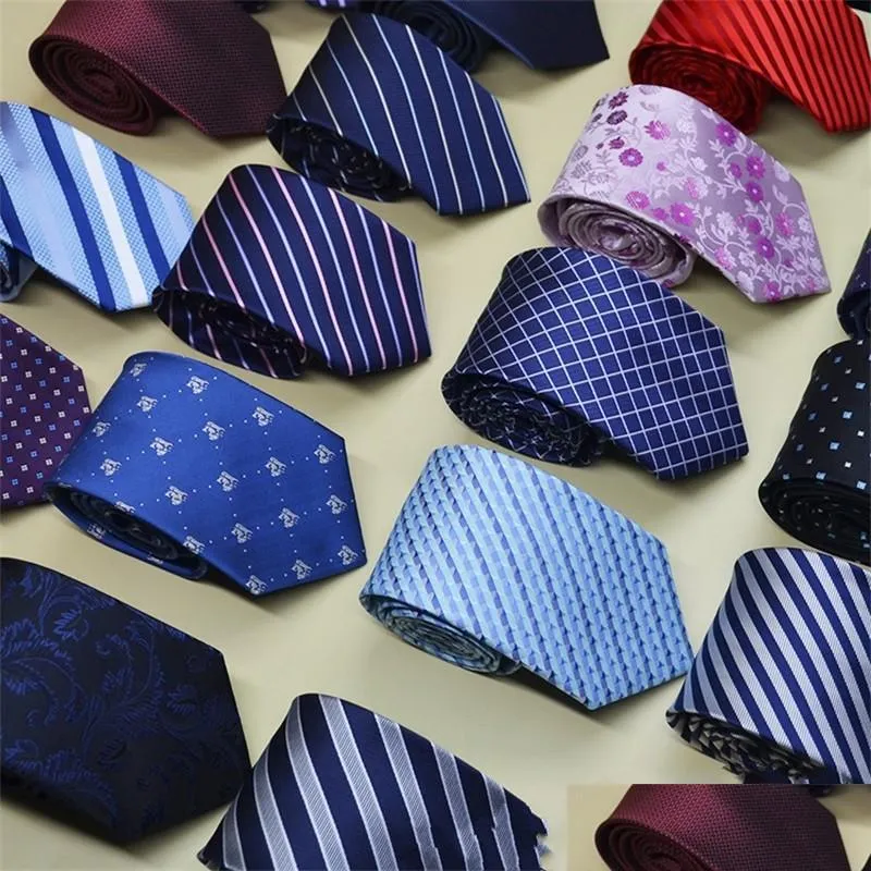 Nekbanden heren nieuw merk man mode stip gestreepte stropdassen hombre 8 cm gravata brede tie klassiek zakelijk casual groen voor mannen 111 u2 dr dhhzr