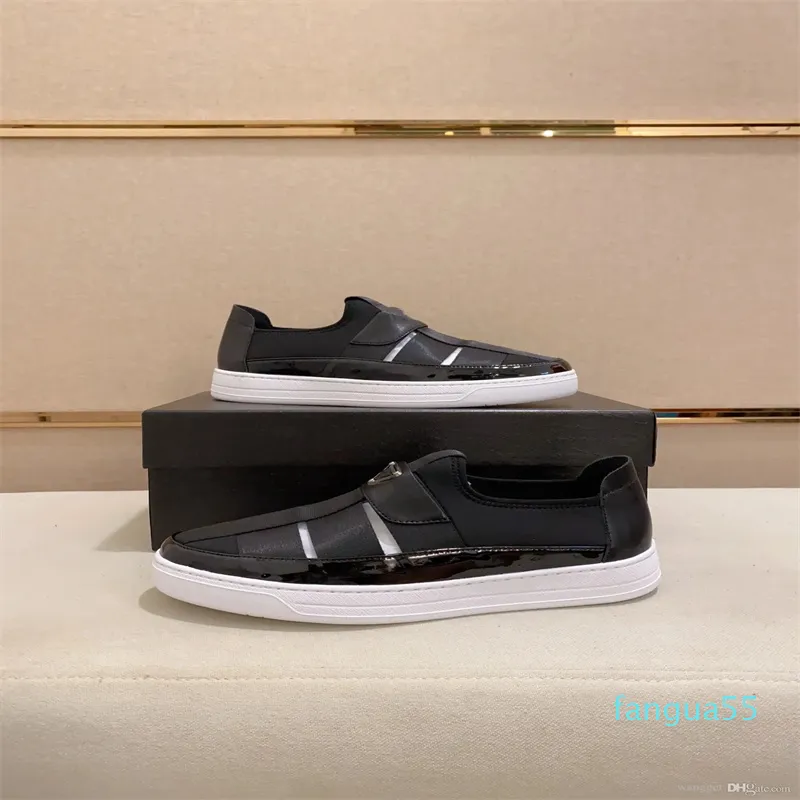 2023-Top-Marke gebürstete Leder-Männer Trainer Schuhe weiß schwarz bequeme Slip-on-Sneakers Chaussures Casual Walking EU38-44