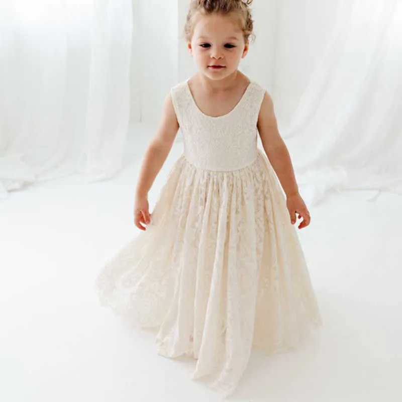 Girl's Dresses Children's Dress Princess Dress Girls' Open Back Dress Small Flower Children's Fashionable High end Wedding Dress