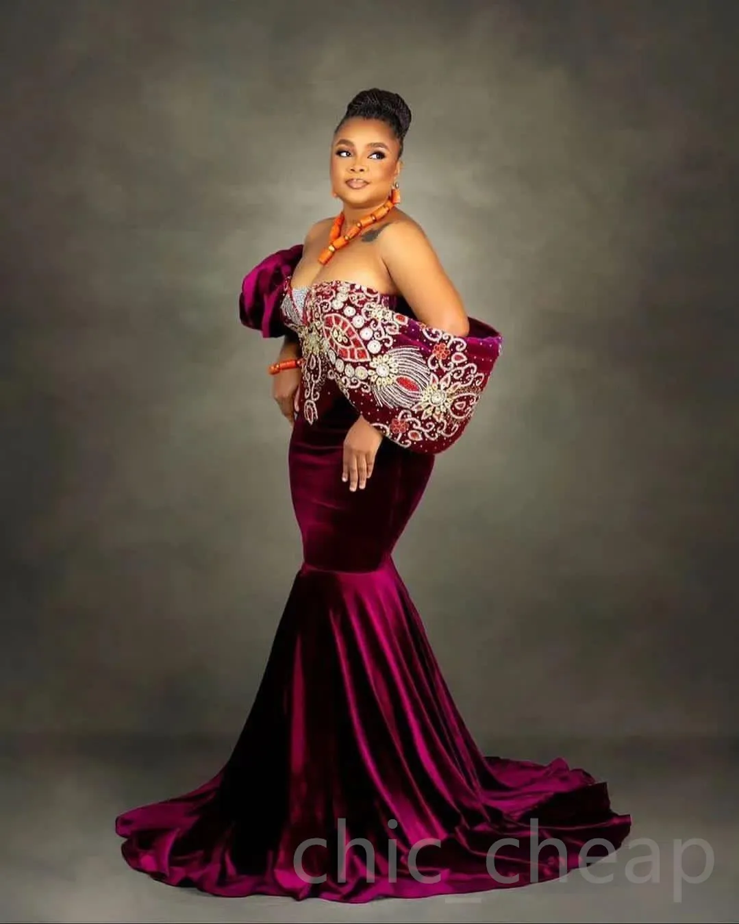 Burgundy Lace Mermaid Velvet Prom Dresses With Beaded Velvet Perfect For Evening Formal Party Reception Birthday And Engagement 2023 August Collection ZJ093 From Stunningbride 178.9 DHgate.Com